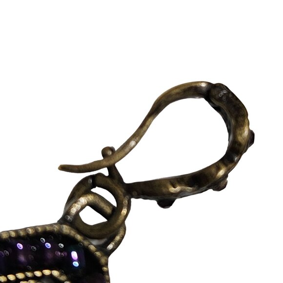 Vintage Premier Designs Purple Rhinestone Floral Medallion Pendant Art Deco - Picture 4 of 6